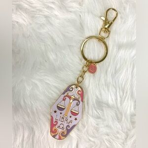 Libra Zodiac Metal Keychain in Gold